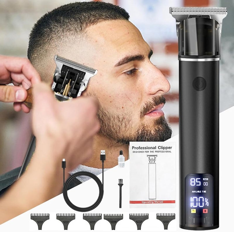 Black Suit Professional Hair Beard Trimmer Cordless Waterproof Rechargeable Electric Shaver - Image 3